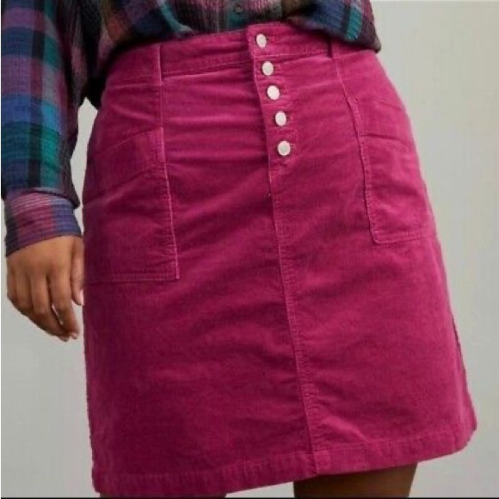 Anthropologie Pilcro Magenta Corduroy Skirt
